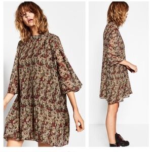 Zara floral printed plated, dress